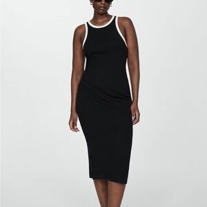 NWT Zara Black Midi Tank Dress with White Trim